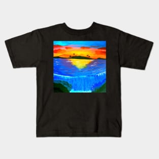 Sunset Tropical Island Paradise Landscape Kids T-Shirt